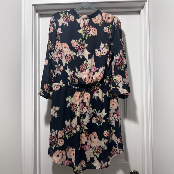 Daniel Rainn Shirt Dress Size Large Navy blue pink floral long sleeve - Picture 4 of 8